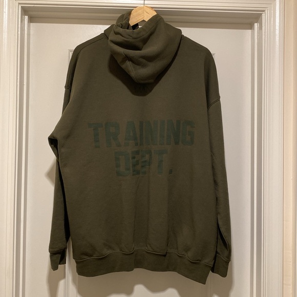 MAN boohoo Man Olive Green hoodie Size Large Training Dept.  Made in UK - Picture 3 of 10